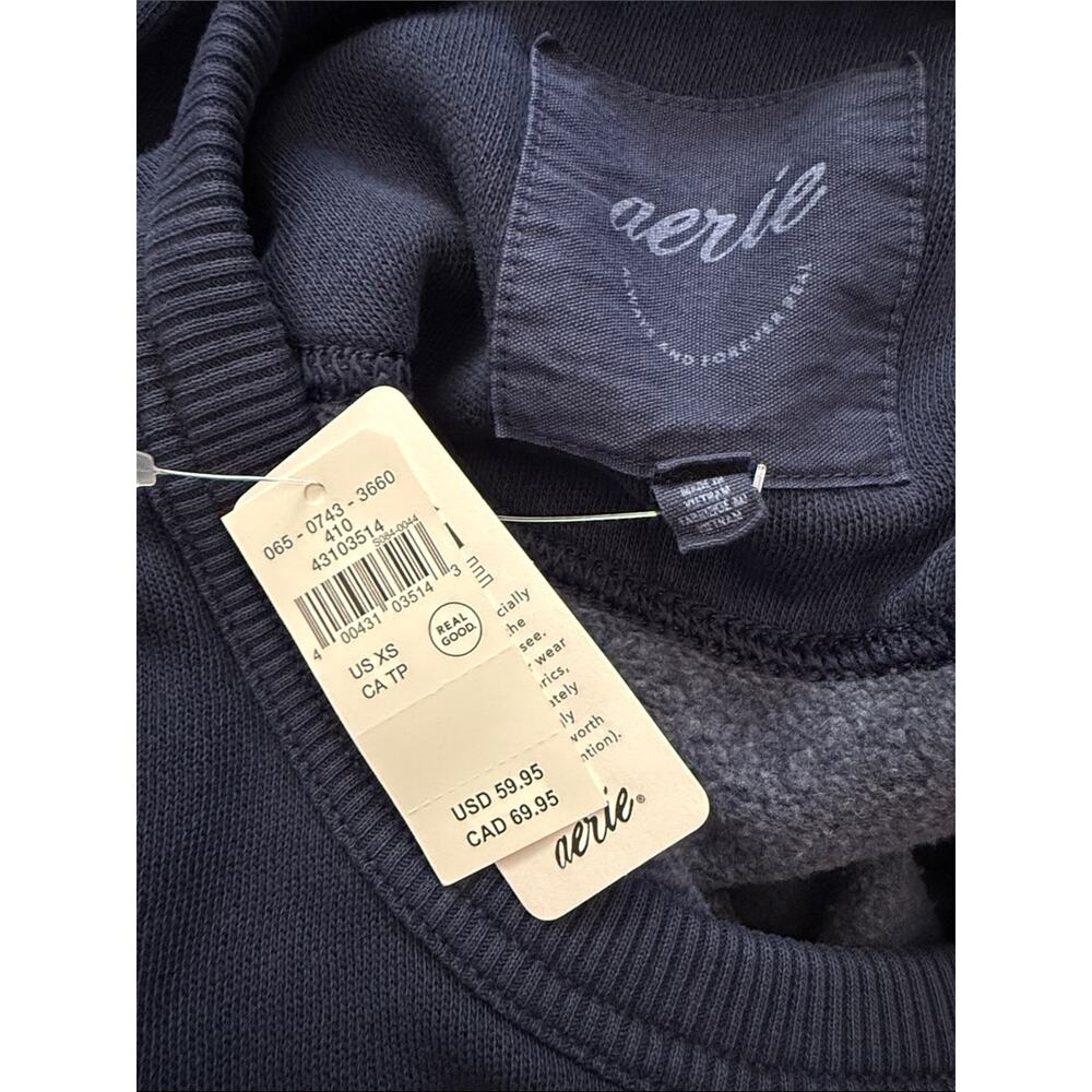 NWT Aerie Navy Blue Tres Chic Popover Classic Preppy Nantucket Beach Sweatshirt - Picture 4 of 4